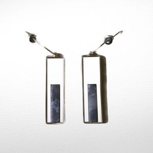 Gold and Silver Marble Dangly Earrings